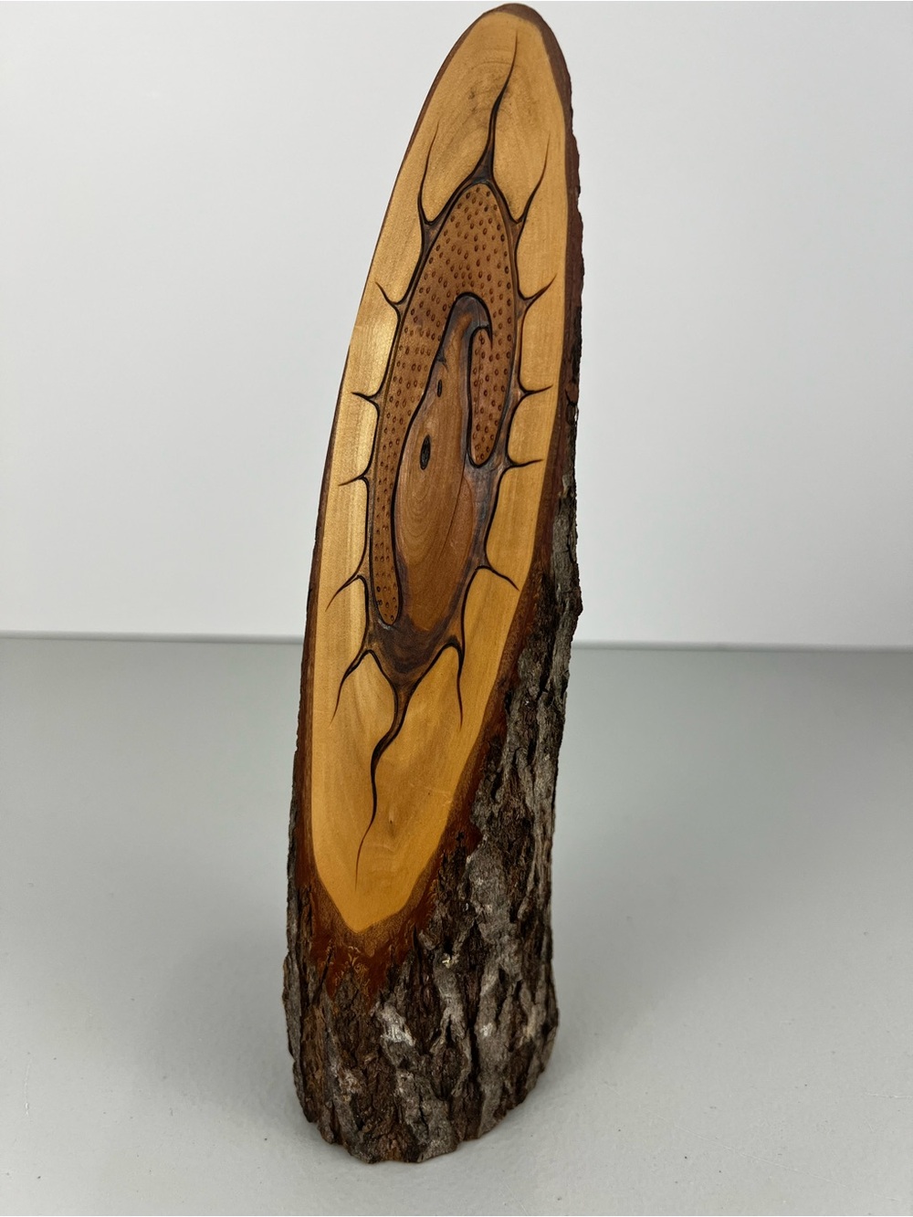 Bob Yellowhead 2004 Indigenous Signed Wood Carving, 8.5"